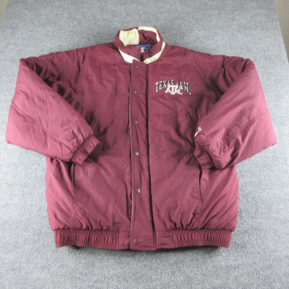 Vintage Texas A&M Aggies Jacket Mens Large Red NCAA Football Starter Coat 90s